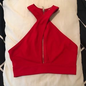 ‼️PRICE DROP‼️Crossed Red Crop Top